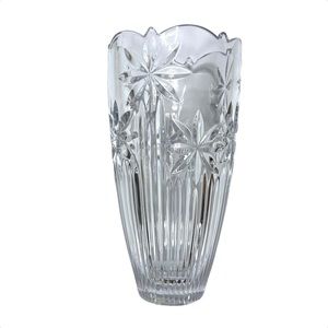 Tall Lead Crystal Vase 10in Sarburst Patterned Crystal